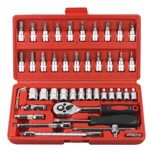 JUEGO DE COPAS Y LLAVES 46 PIEZAS EN ACERO CHROMO VANADIUM CON ESTUCHE RATCHET 1/4** - Image 2