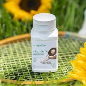 Suplemento Nutrilite Vitamina D, diseñado para apoyar la salud ósea, inmune y del corazón.(champiñones y levadura).